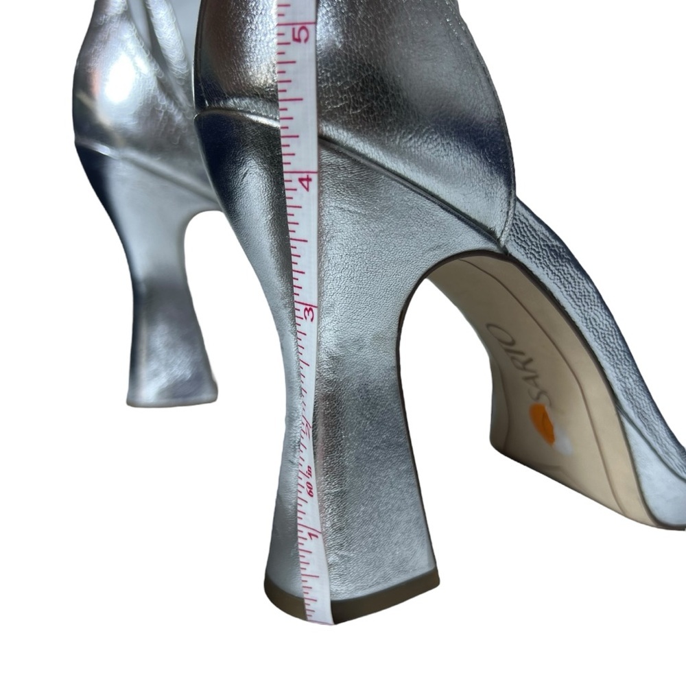Franco Sarto Dolores Silver Leather Ankle Strap Heeled Sandals, Size 10 - Picture 9 of 9